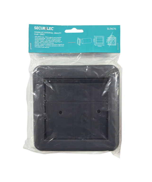 Securlec External Gravity Flap Grey 100mm