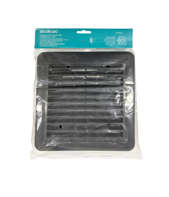 Securlec Inlet/Outlet Fixed Louvre Grille Grey 150mm