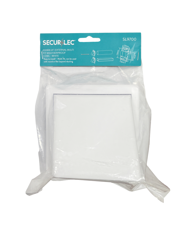 Securlec External Multi Fit Weatherproof Cowl White 100mm