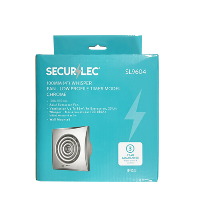 Securlec Whisper Fan Low Profile Timer Model 100mm