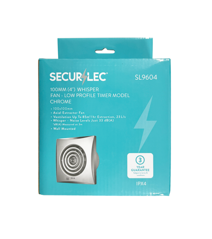 Securlec Whisper Fan Low Profile Timer Model 100mm