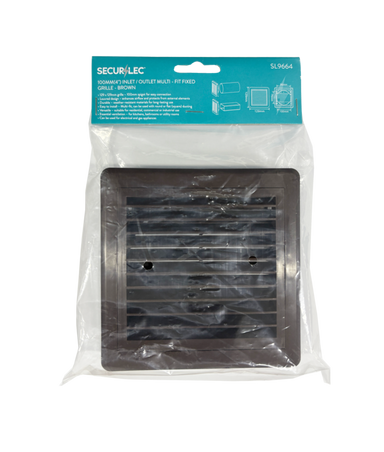 Securlec Inlet/Outlet Multi Fit Fixed Grill Brown 100mm