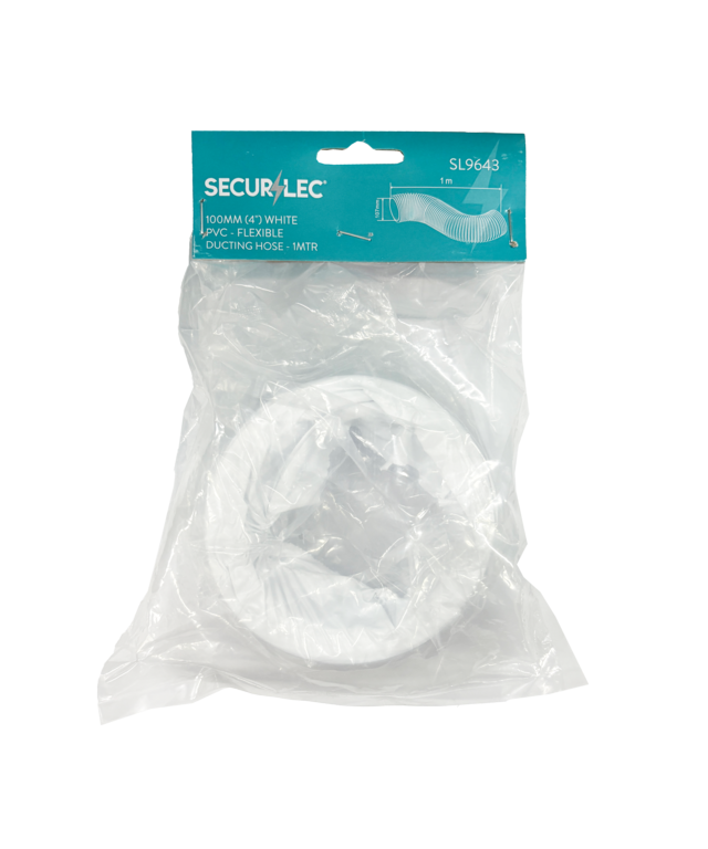 Securlec White PVC Flexible Ducting 1m x 100mm