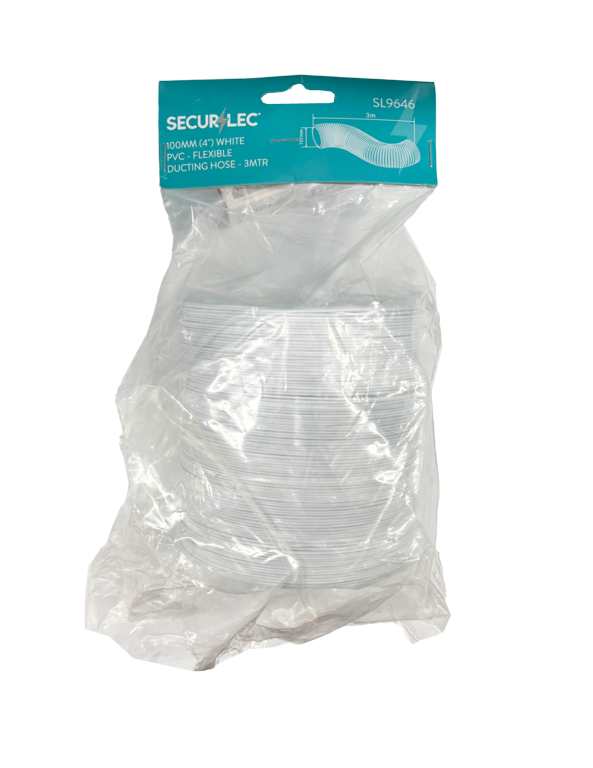Securlec White PVC Flexible Ducting Hose 3m x 100mm