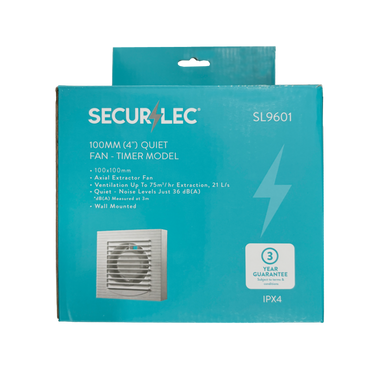Securlec Quiet Fan Timer Model White 100mm
