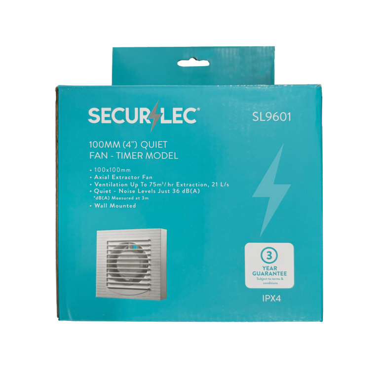 Securlec Quiet Fan Timer Model White 100mm