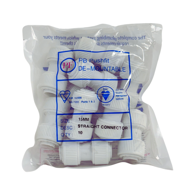 Whitespeed Push Fit Straight Connector 15mm Pack 10