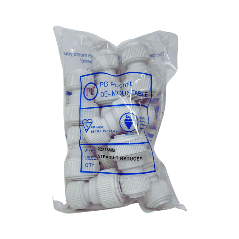 Whitespeed Push Fit 22 X15 Straight Reducer Pack 10