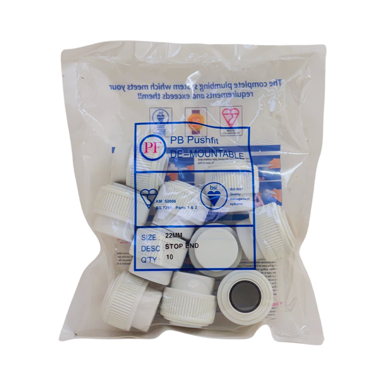 Whitespeed Push Fit Stop End 22mm Pack 10