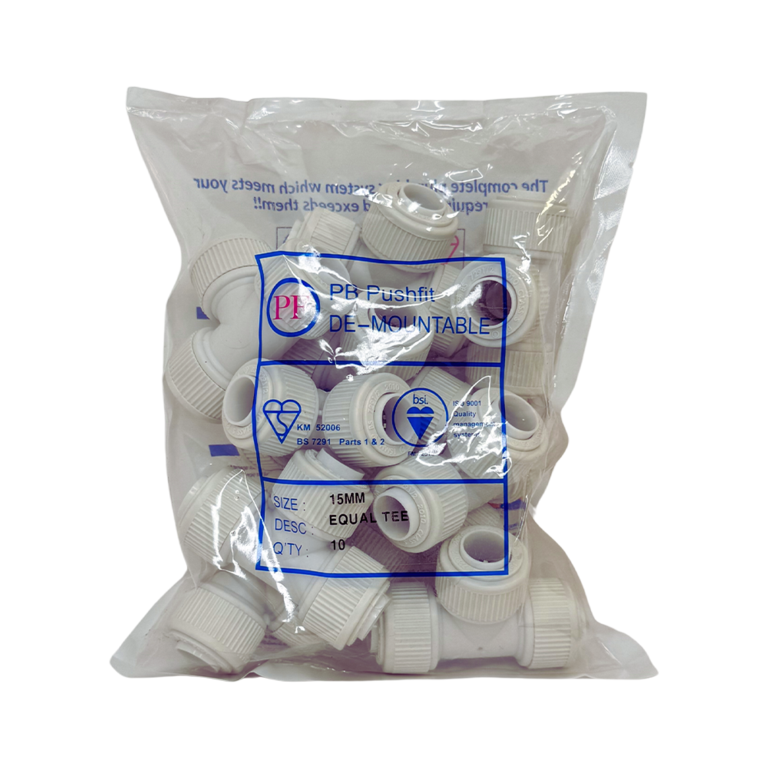 Whitespeed Push Fit Equal Tee 15mm Pack 10