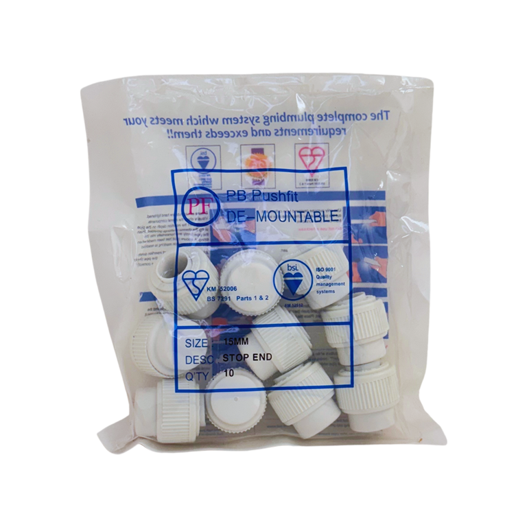 Whitespeed Push Fit Stop End 15mm Pack 10