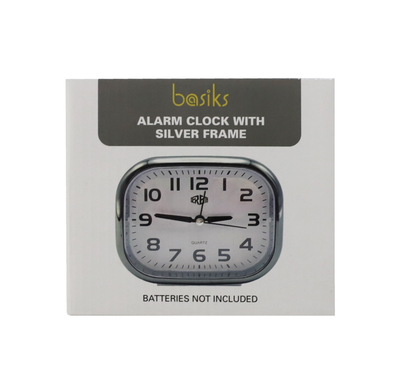 Basiks Alarm Clock White/Silver Frame