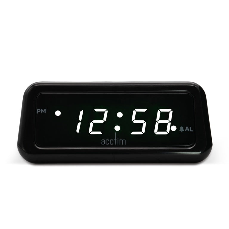 Acctim Cory White Led Smart Connector Alarm Clock Black
