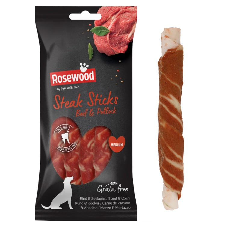 Rosewood Steak Sticks Beef & Pollock Dog Treats Medium