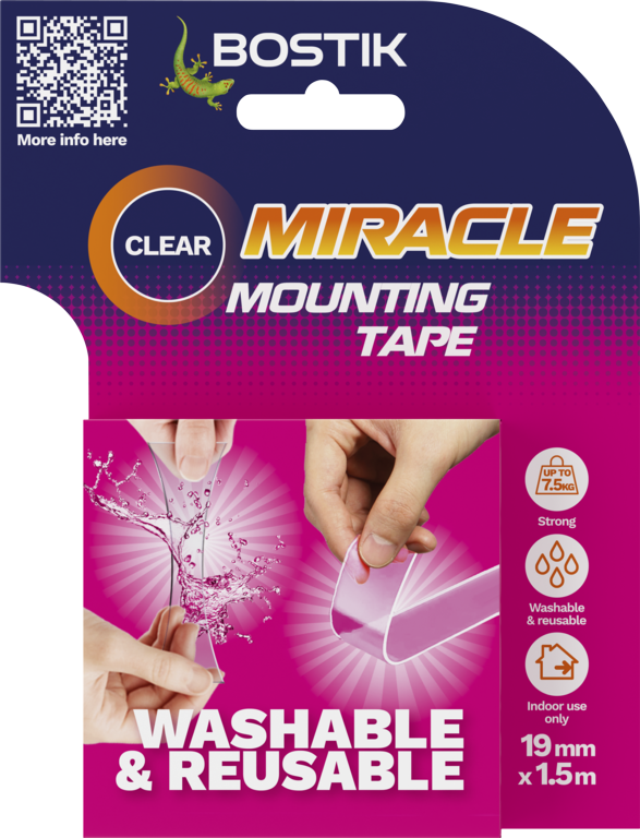 Bostik Miracle Mounting Tape Clear 19mm X 1.5m