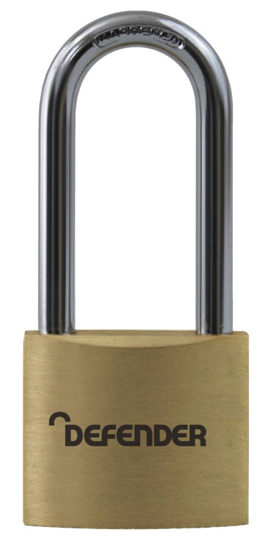 Defender Brass Padlock With Long Shackle 40mm