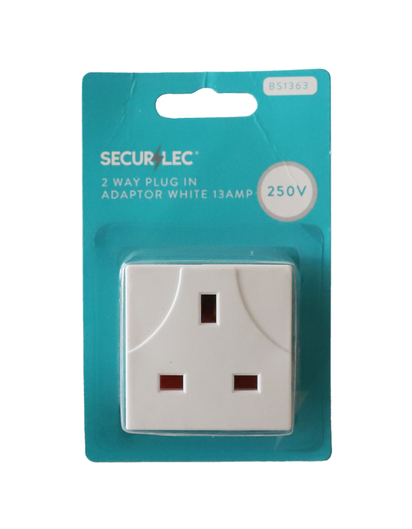 Securlec 13 A, 2 Way Adaptor To Bs1363/3 Bubble Packed