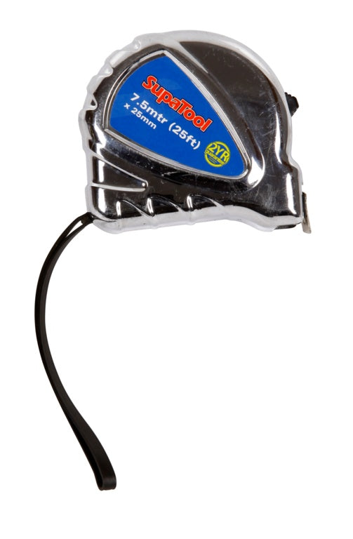 Supa Tool Chrome Plated Tape Measure 7.5m X 25mm