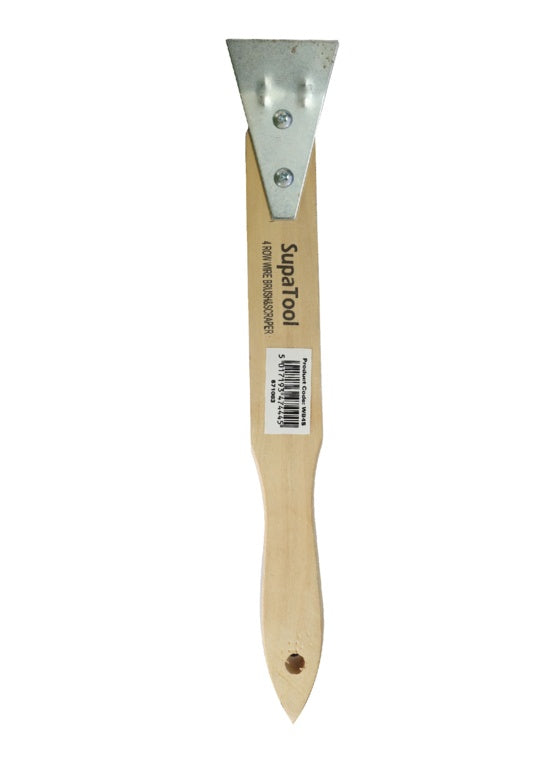 Supa Tool 4 Row Wire Brush & Scraper With Oak Handle