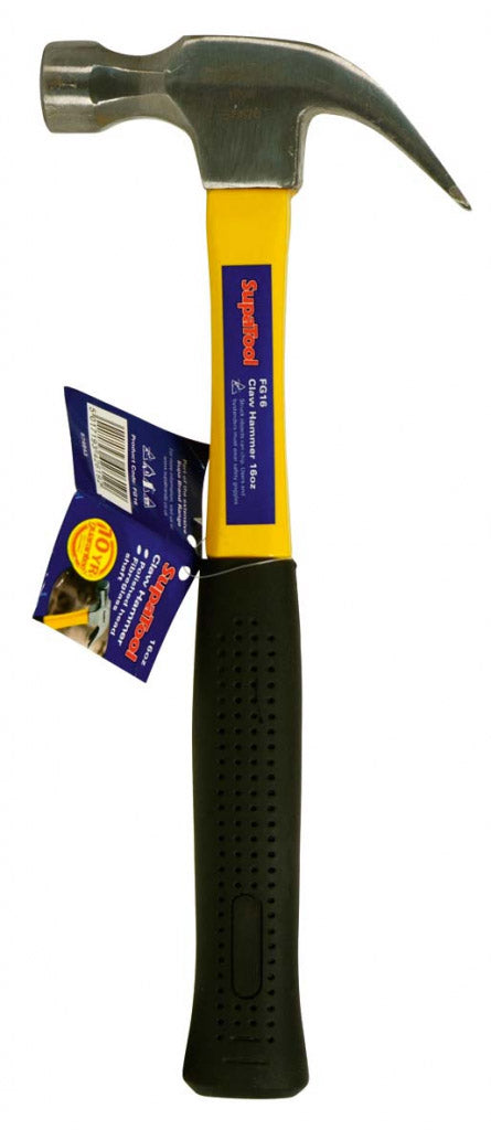 Supa Tool Claw Hammer With Fibreglass Shaft 16oz