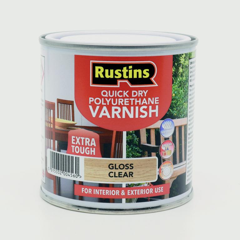 Rustins Polyurethane Gloss Varnish 250ml Clear Gloss