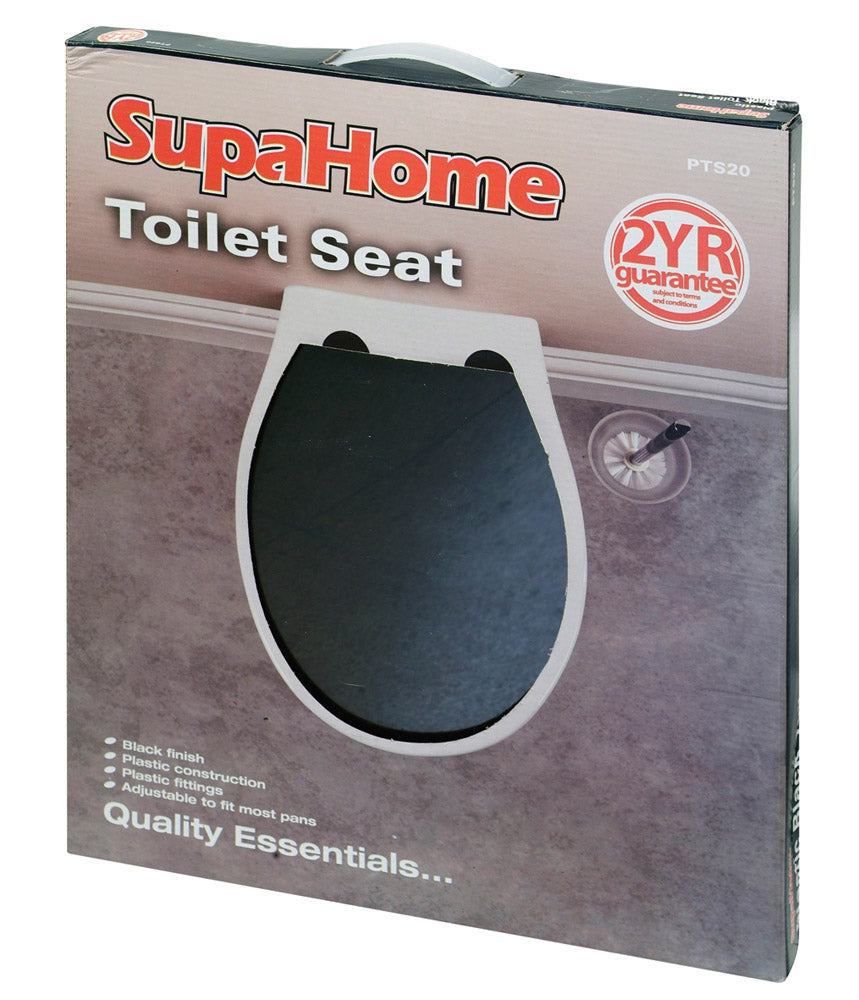 Supa Home Plastic Black Toilet Seat