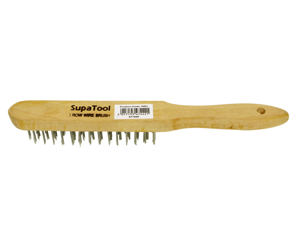 Supa Tool Wire Brush With Maple Handle 3 Rows