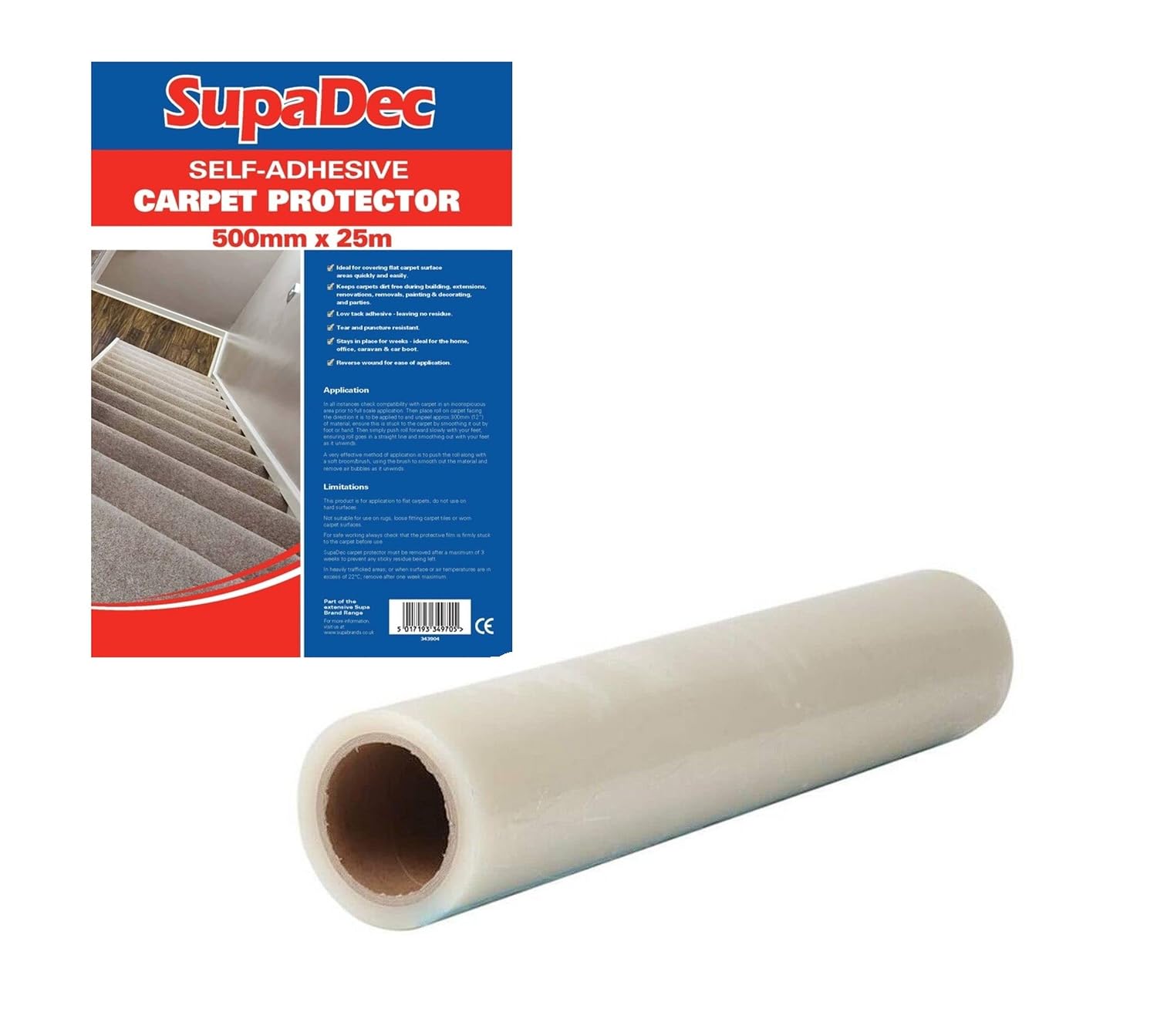 SupaDec Carpet Protector Film 500mm x 25m
