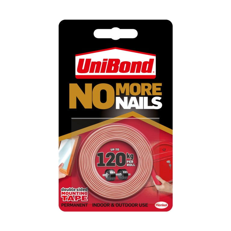 Uni Bond No More Nails On A Roll Double Sided Permanent Ultra Strong 19mm X 1.5m