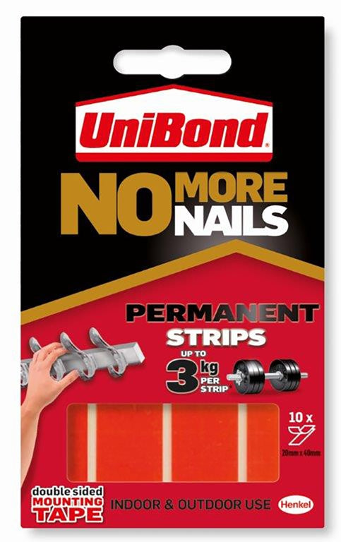 Uni Bond No More Nails Permanent Strips 19mm X 5cm (10 Strips)