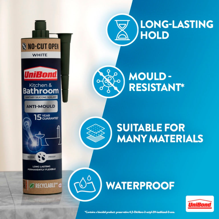UniBond Anti-Mould Kitchen & Bathroom Sealant 280ml