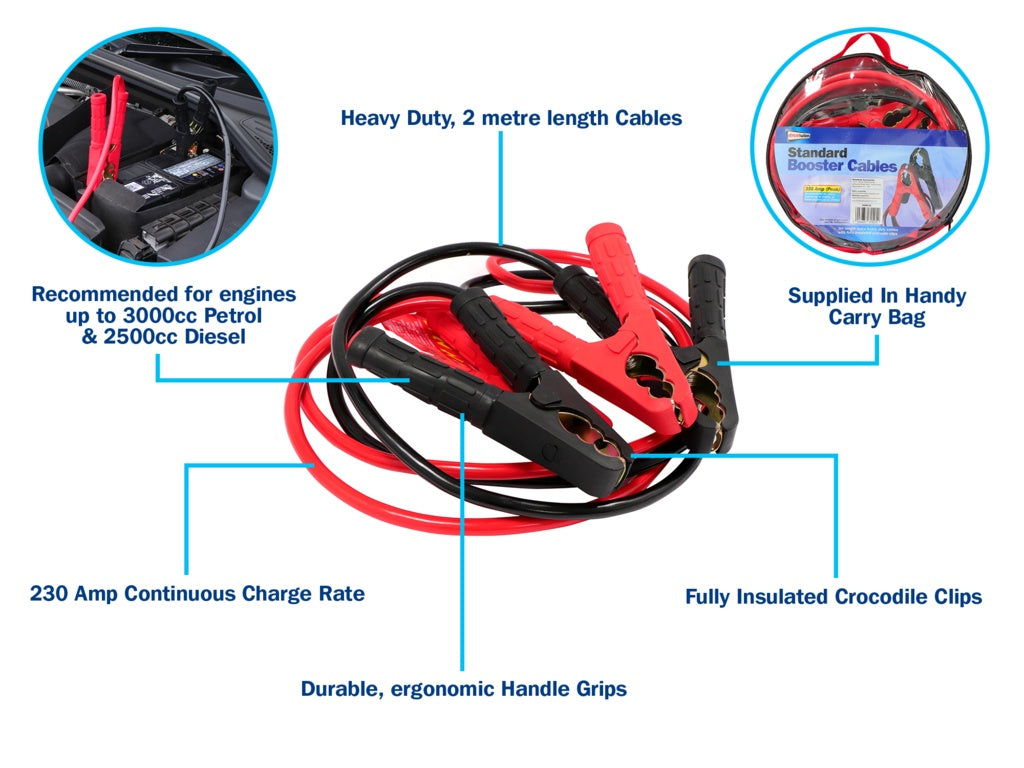 Streetwize Aluminium Booster Cable With Insulated Crocodile Clips 2m/350 Amp