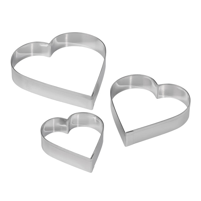 Tala Plain Heart Cutters Stainless Steel (Set Of 3)