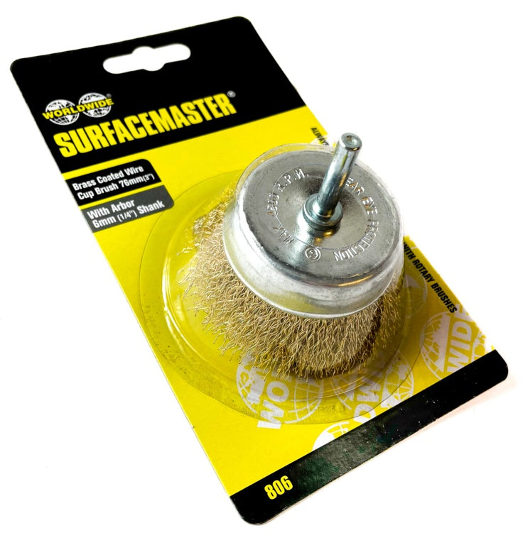 Surfacemaster Brass Wire Cup Brush (X 6mm) 76mm(3")