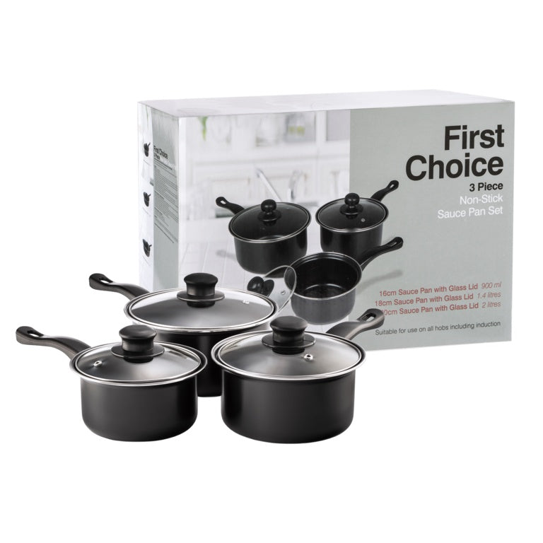 Pendeford First Choice Non Stick Sauce Pan Set 3 Piece