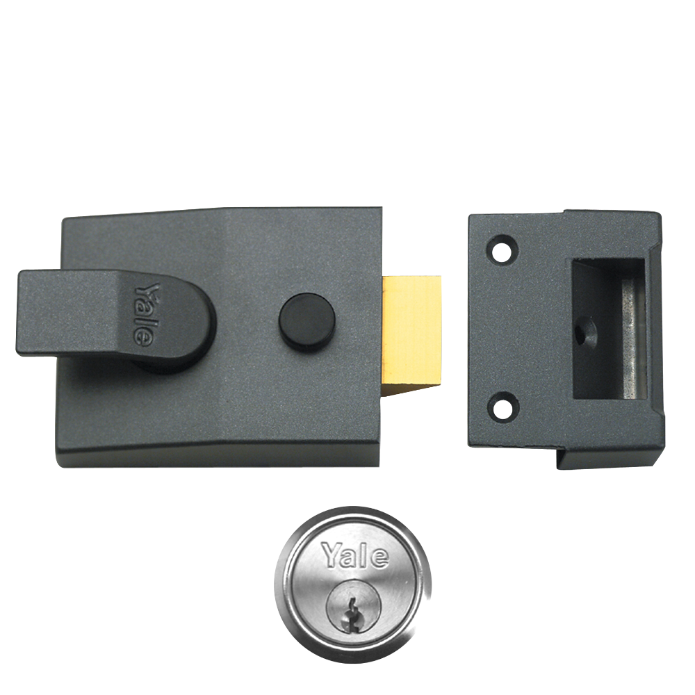 Yale P85 & P89 Deadlocking Nightlatch - Grey / Satin Chrome Cylinder
