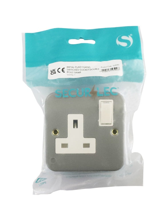 Securlec Metal Clad 1 Gang Switched Socket Double Pole 13 A
