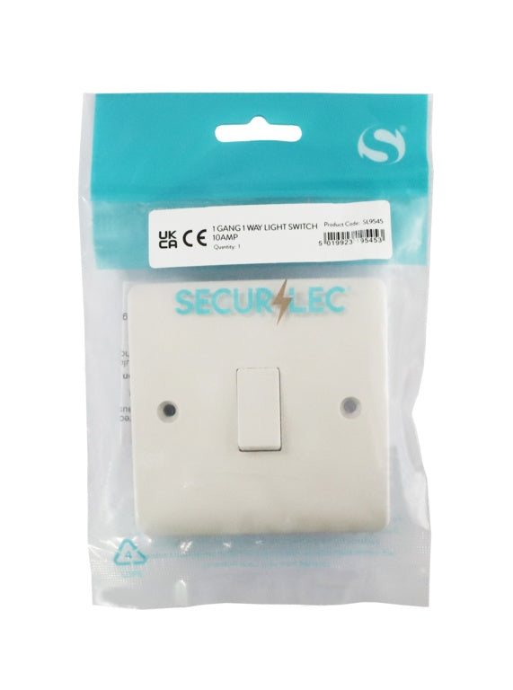 Securlec 1 Way 1 Gang Light Switch Round Edge