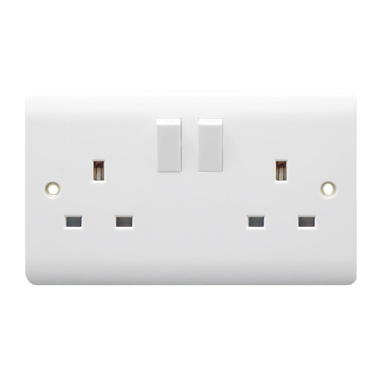 Securlec 2 Gang Switched Socket Double Pole Round Edge