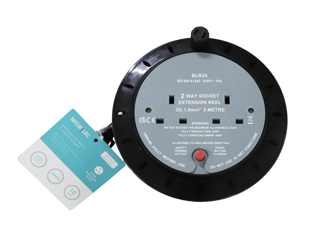 Securlec 2 Socket Extension Reel 10 Amp 5m