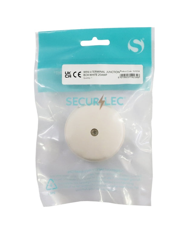 Securlec Mini 4 Terminal Junction Box White 20 A 58mm