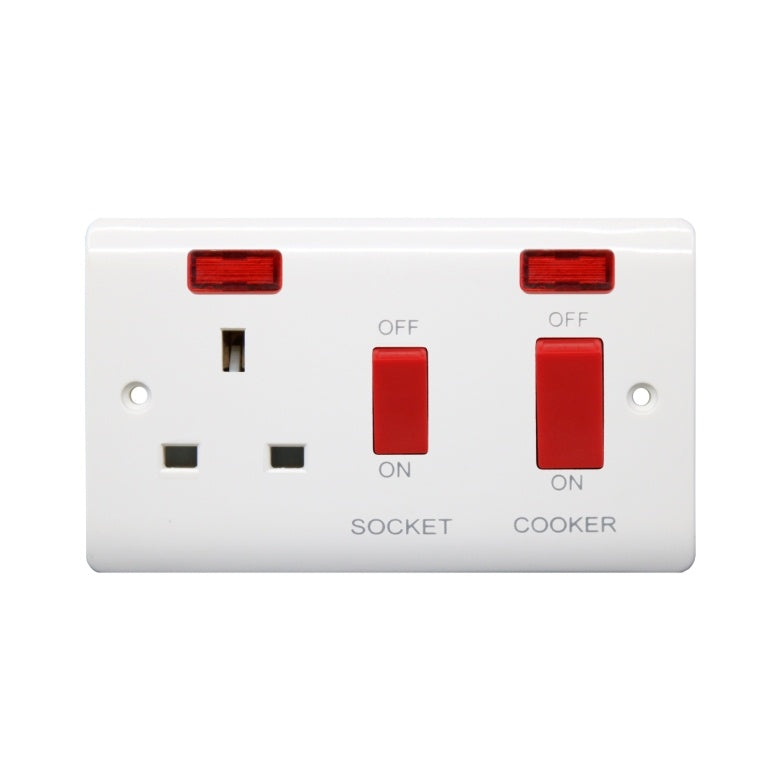 Securlec Cooker Switch & Socket Double Pole Round Edge