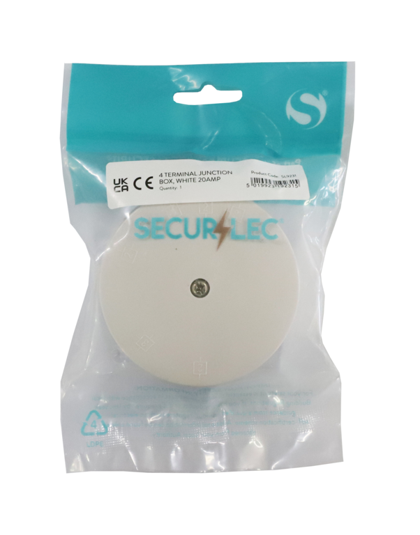 Securlec 4 Terminal Junction Box White 20 A 80mm