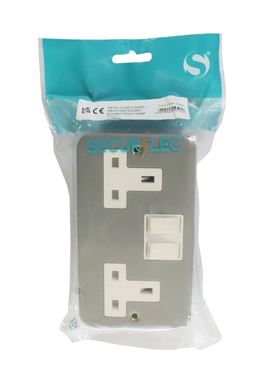 Securlec Metal Clad 2 Gang Switch Socket Double Pole 13 A