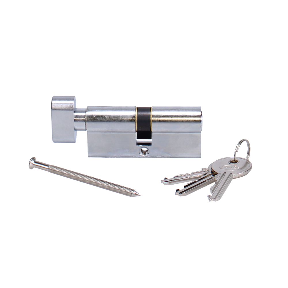 ASEC 5-Pin Euro Key & Turn Cylinder - Polished Brass