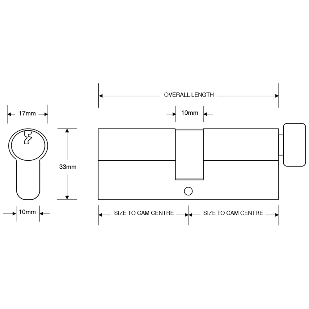 ASEC 5-Pin Euro Key & Turn Cylinder - Nickel Plated