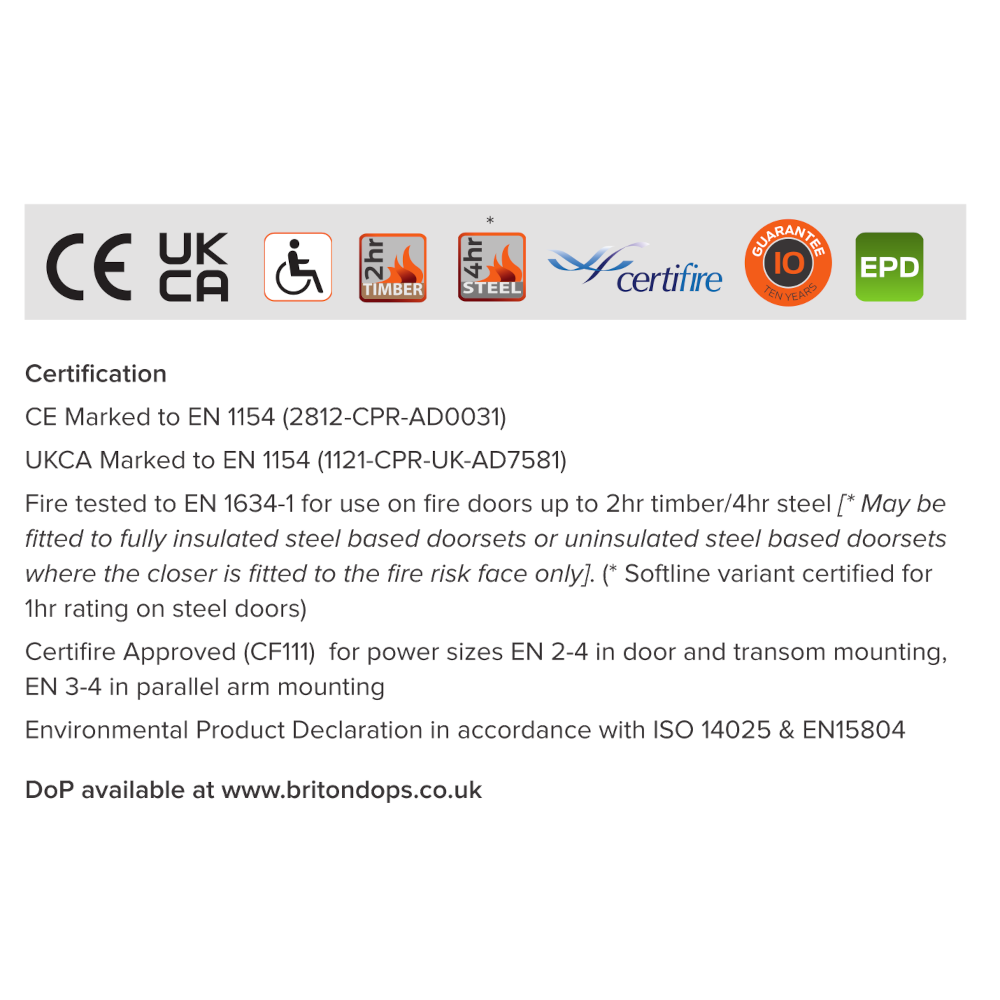 Briton 1120B Size 2-4 Fire Rated Overhead Door Closer