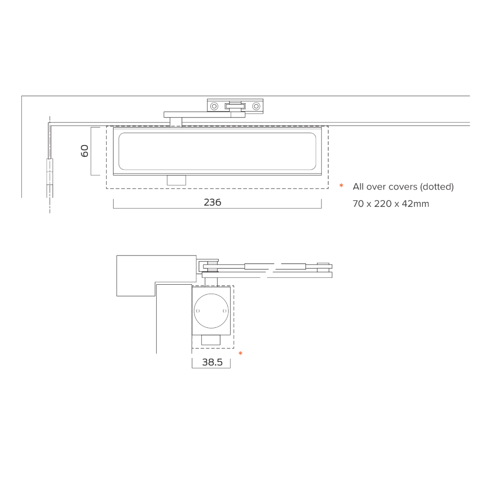 Briton 1120B Size 2-4 Fire Rated Overhead Door Closer