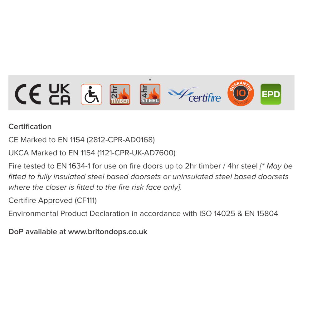 Briton 2003V Size 2-4 Fire Rated Overhead Door Closer