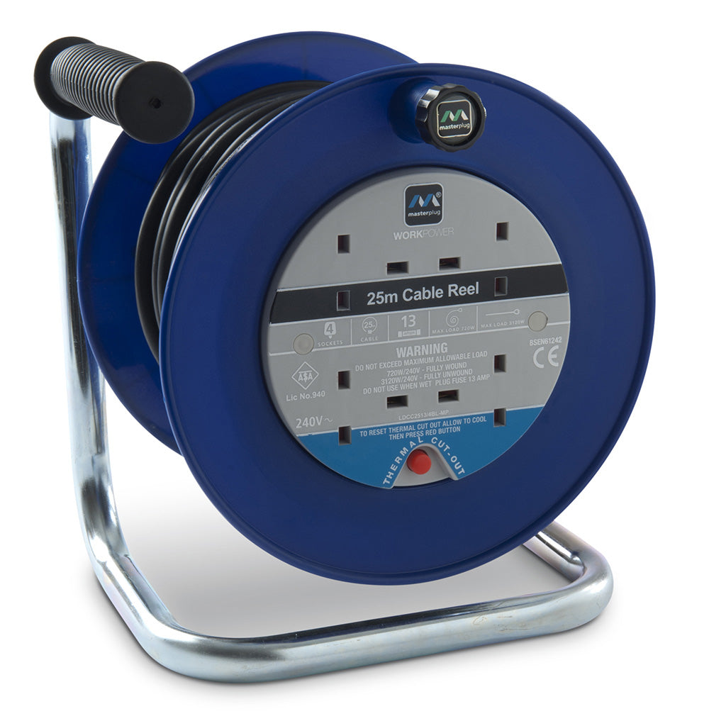 Masterplug 4 Gang, 13 Amp Cable Reel 25m